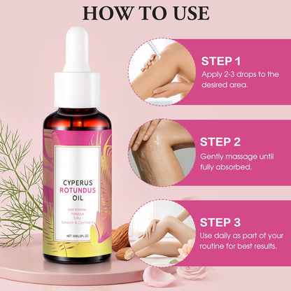 Natural Cyperus Rotundus Oil 60ml Hair Removal Oil Moisturizing Soothing Reduce Body Hair Growth